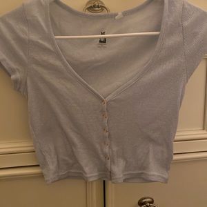 Pacsun light blue cropped button top